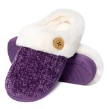 Chinelos Evshine Fuzzy Memory Foam Chenille Knit Femininos Roxos