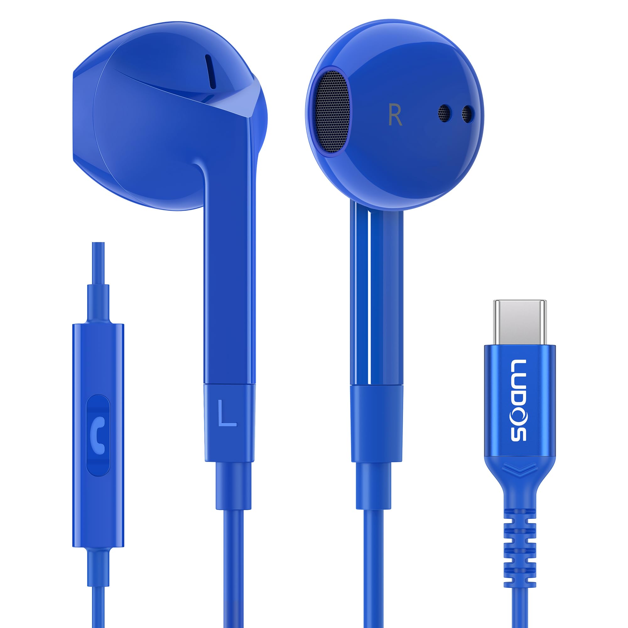 Fones De Ouvido Usb C Ludos Ferox Para Iphone 16 15 Pro Max Plus