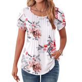 Camiseta Feminina Zeagoo De Manga Curta Com Estampa Floral Branca L