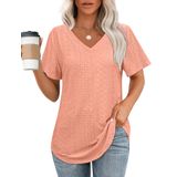 Blusas Ofeefan Com Decote Em V, Manga Curta, Soltas, Férias Na Praia, Mulheres