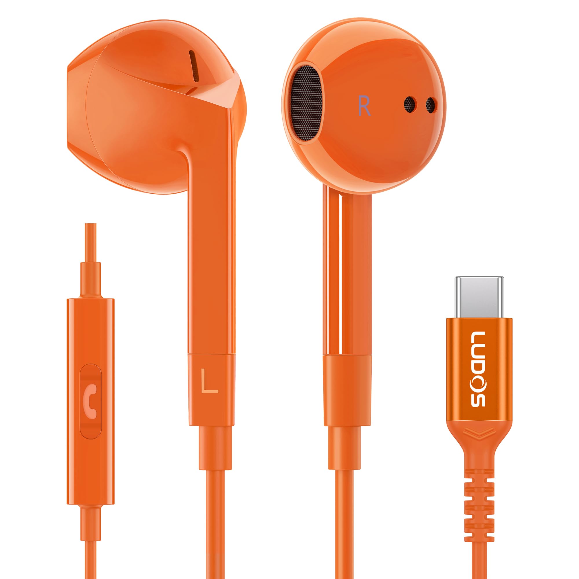 Fones De Ouvido Usb-c Com Fio Ludos Ferox Para Iphone 16 15 Pro Max