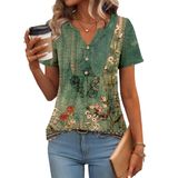 Camisa Feminina Top Zeagoo De Manga Curta Com Decote Em V Floral De Verão