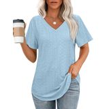 Camiseta Ofeefan Plus Size Com Decote Em V E Manga Curta, Caimento Solto