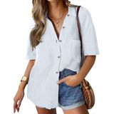 Camisa Hotouch De Tamanho Grande, Branca, Com Botões, Decote Em V, Xxl, Feminina