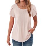 Blusa Feminina Zeagoo Petal, Manga Curta, Plissada Na Frente, Gg