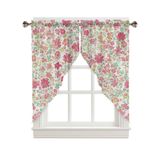 Cortina Valances Capsceoll Spring Pink Flowers 74x91cm 2 Painéis