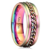 Anel Giratório King Will Rainbow Banhado A Cores De 8 Mm Para Homens/mulheres