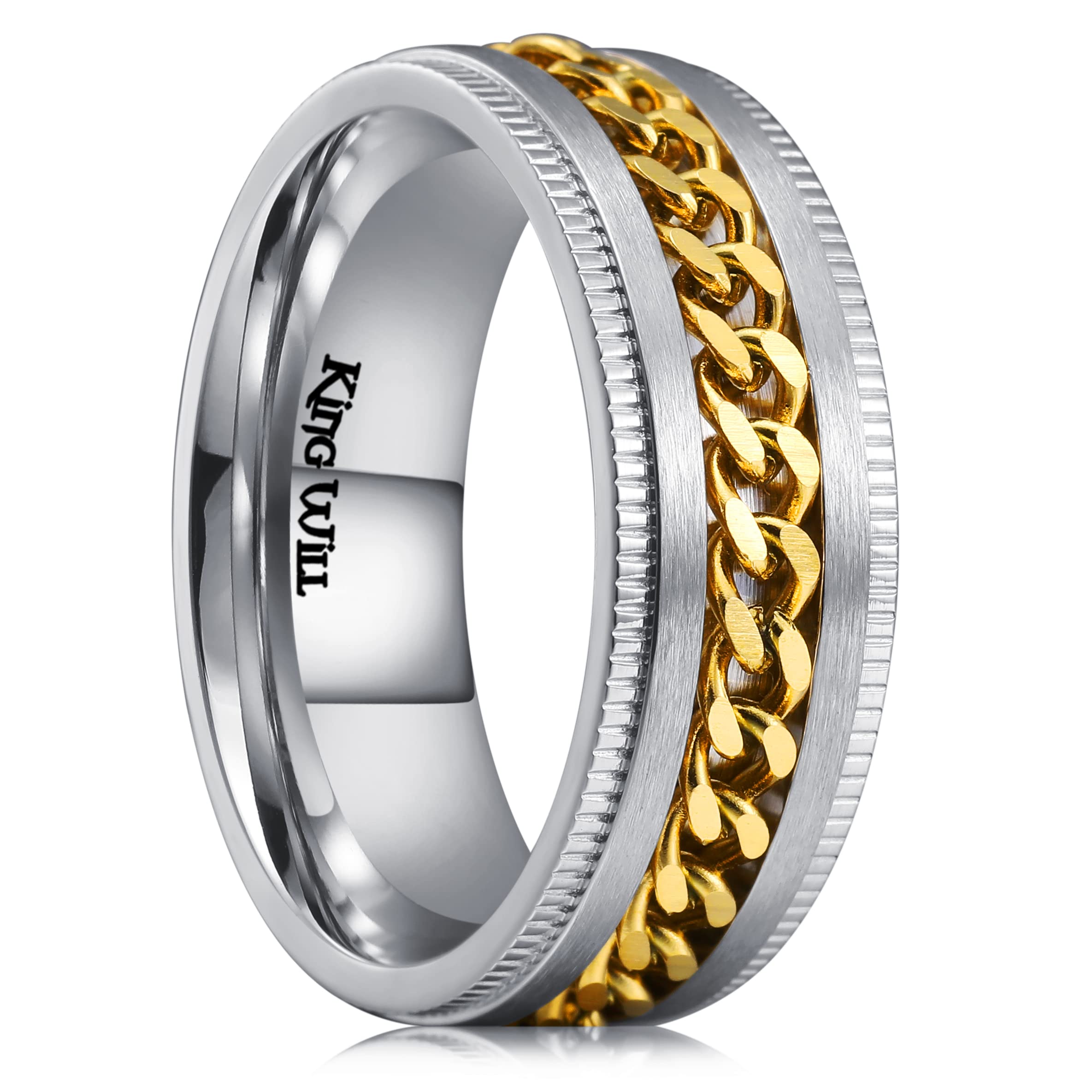 Spinner Ring King Will Intertwine 8 Mm Em Aço Inoxidável Masculino