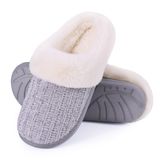 Chinelos Domésticos Femininos Evshine Warm Chenille Knit Grey 38-39