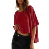 Camiseta Dokotoo Summer Para Mulheres Plus Size Crop Top