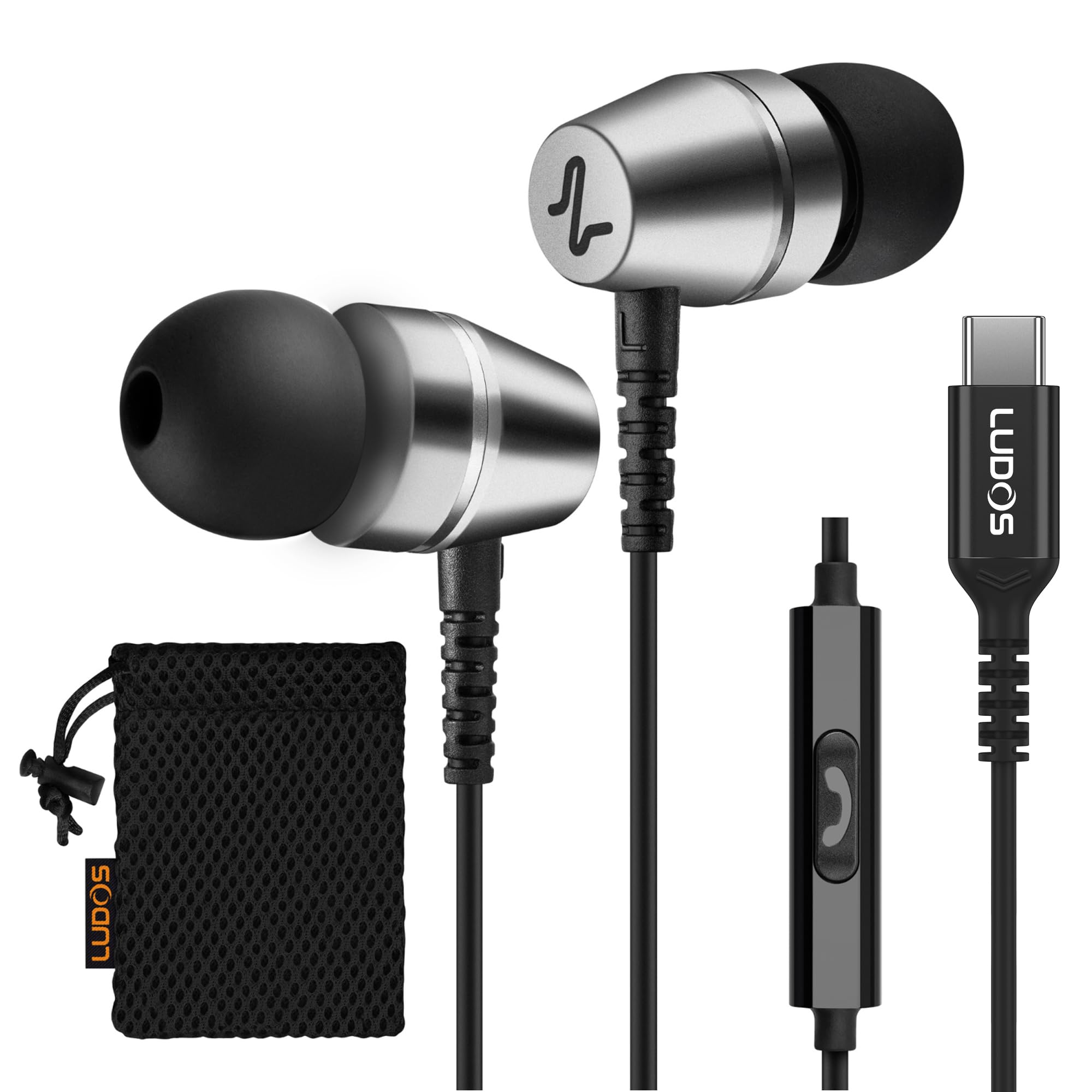 Fones De Ouvido Ludos Omnitone Usb C Para Iphone 16 15 Pro Max Plus