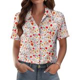 Camisa Zeagoo De Manga Curta Para Senhoras Com Estampa Floral De Verão