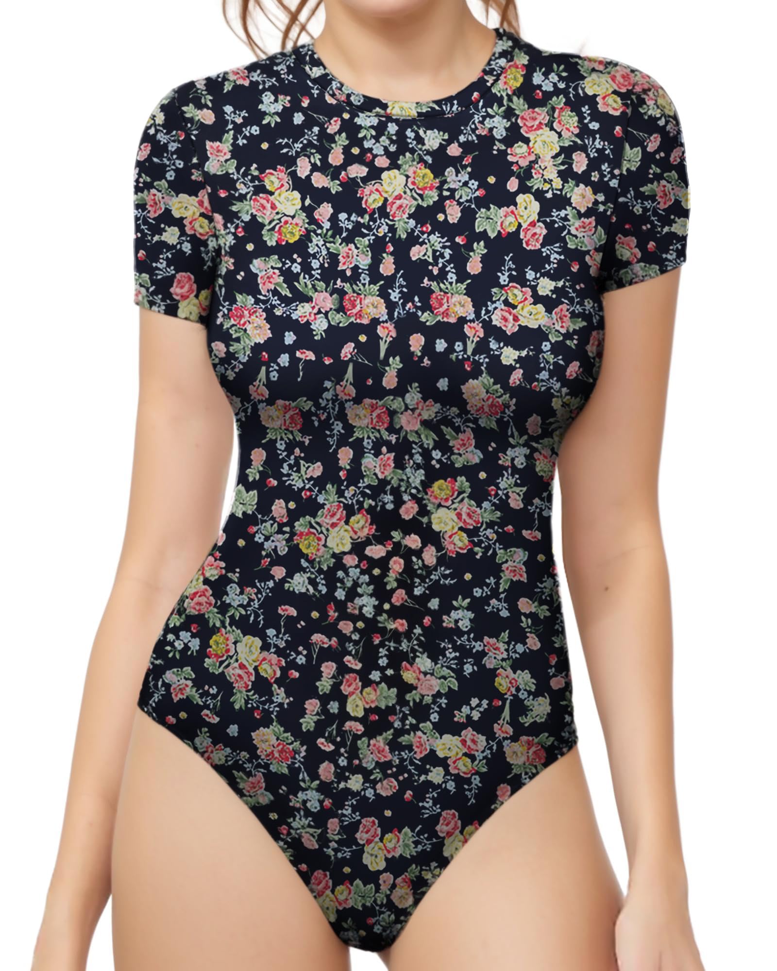 Bodysuit Feminino Mangopop, Gola Redonda, Manga Curta, Camiseta De Algodão