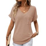 Blusas Dokotoo Summer 2025 Fashion Waffle Knit Com Decote Em V Para Mulheres