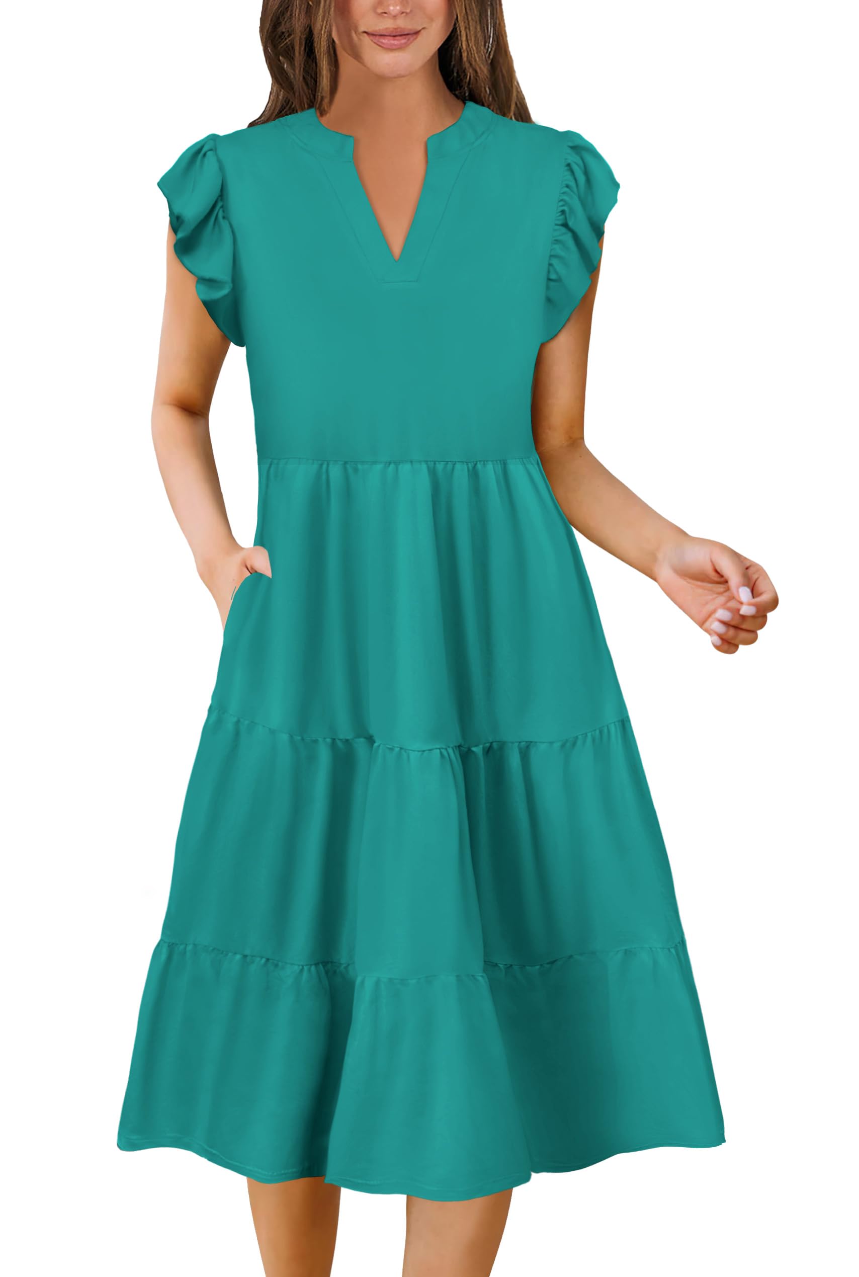 Vestido De Verão Mixshe 2025 Casual Spring Midi Lake Green