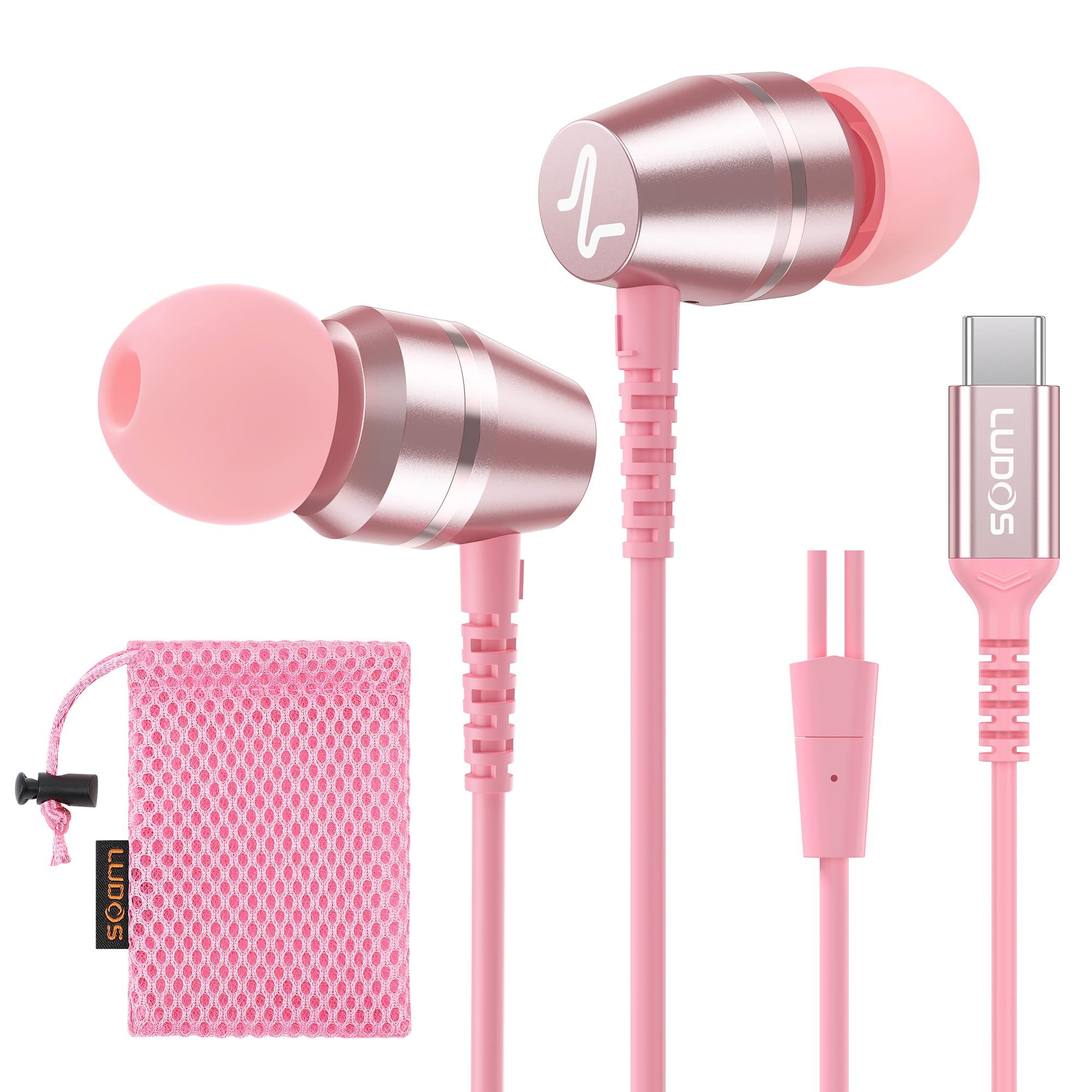 Fones De Ouvido Ludos Omnitone Usb C Para Iphone 16 15 Pro Max Plus