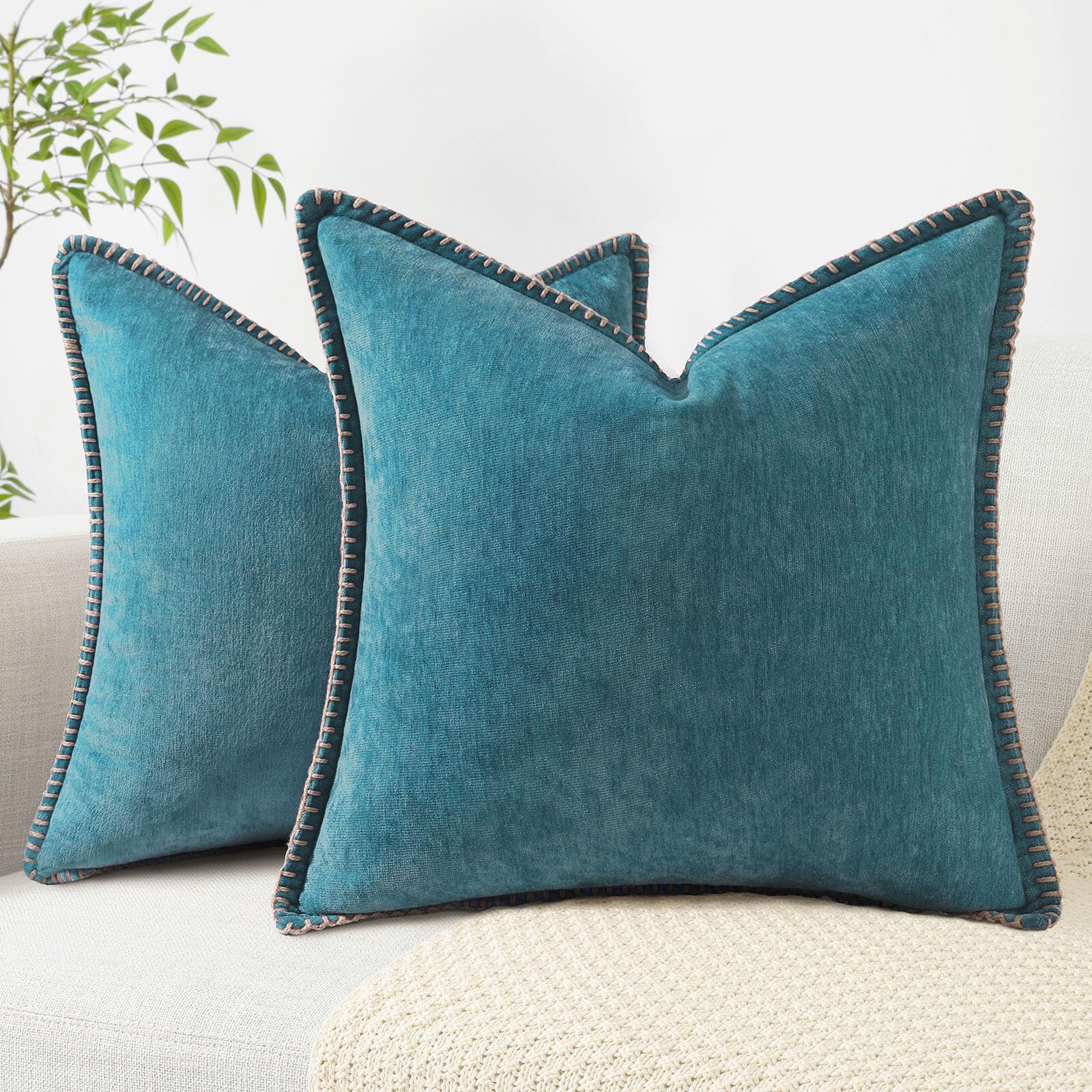 Capas De Almofada Decoruhome Chenille Soft 40x40cm Teal Set 2