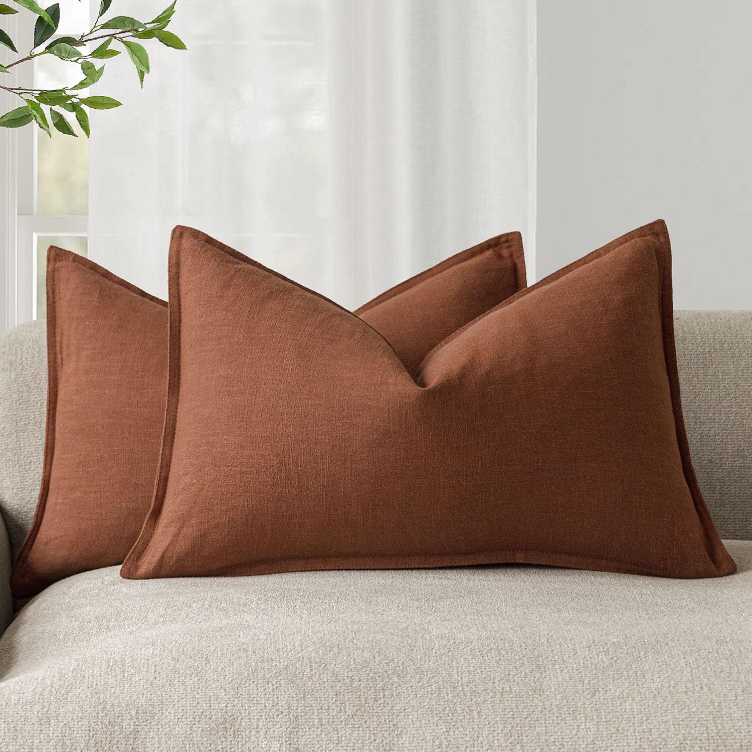Capas De Travesseiro Findtower Decorative Linen 30x50cm Fall Rust