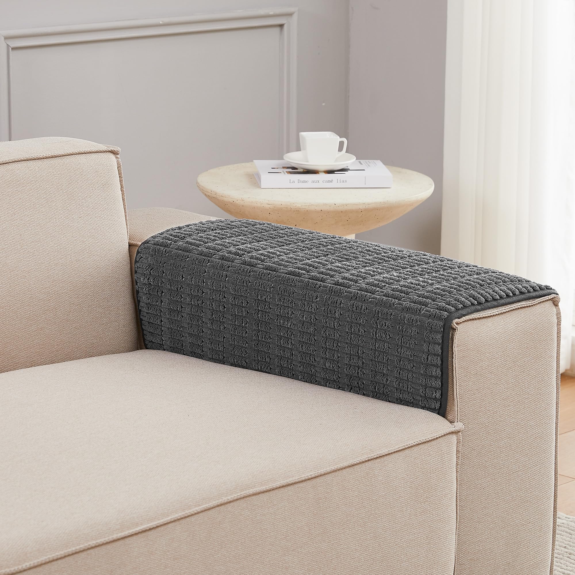 Capa De Apoio De Braço Para Sofá Meider Couch, 2 Peças, Cinza Escuro