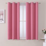 Cortinas De Janela Chrisdowa Small 127 Cm De Comprimento, Quarto Rosa, 2 Painéis