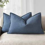 Capas De Almofada Findtower Decorative Linen 30x50cm Azul Escuro