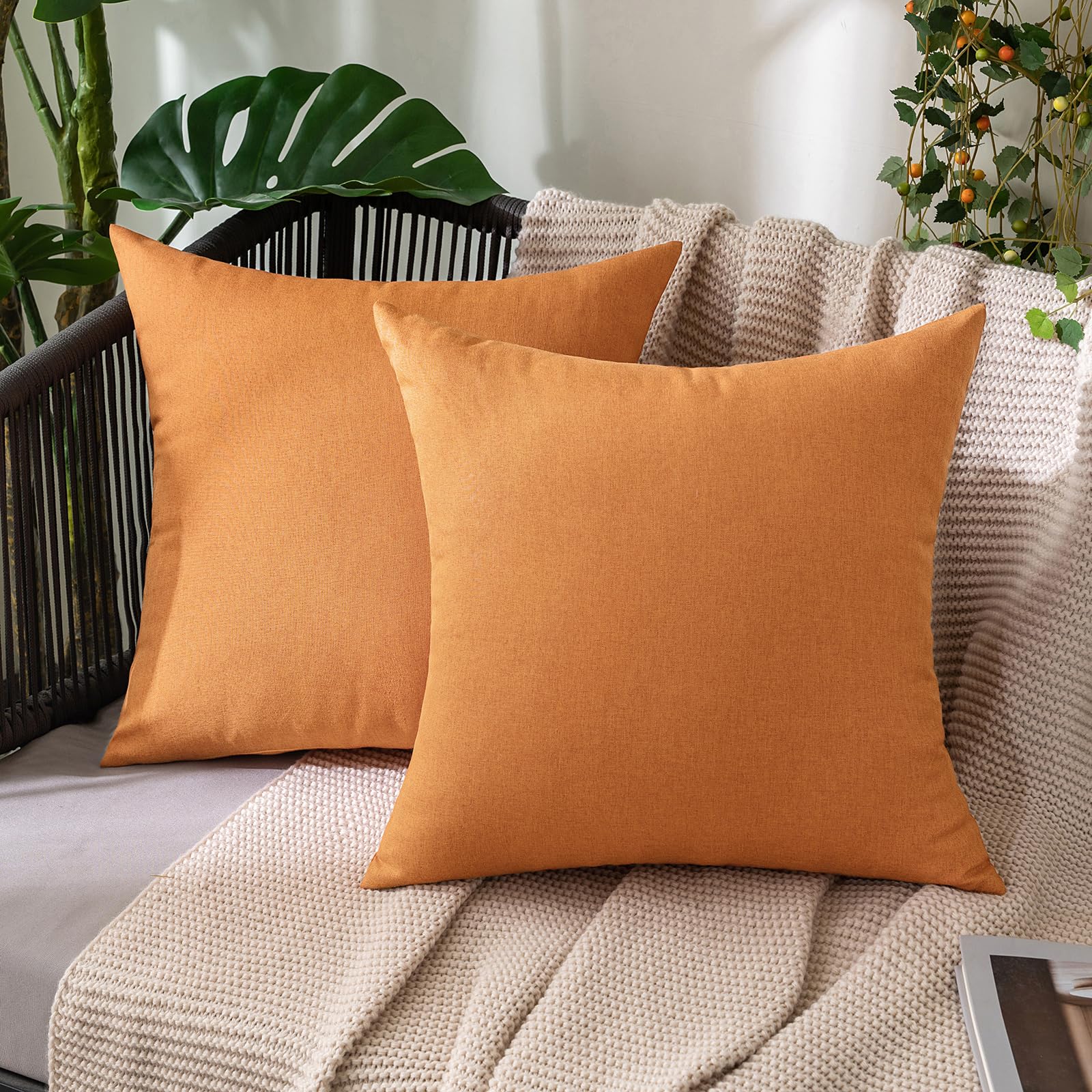 Capas De Almofada Miulee Impermeáveis De Linho Sintético 40x40cm Marrom