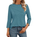 Camiseta Feminina Ticticmiss, Manga 3/4, Gola Redonda, Turquesa