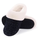 Chinelos Domésticos Femininos Evshine Warm Chenille Knit Pretos 42-43