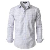 Camisa Masculina Jemitop De Manga Comprida, Justa, Xadrez, Vintage, Branca L