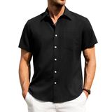 Camisa Alimens &amp; Gentle De Algodão E Linho De Manga Curta Preta 2gg Masculina