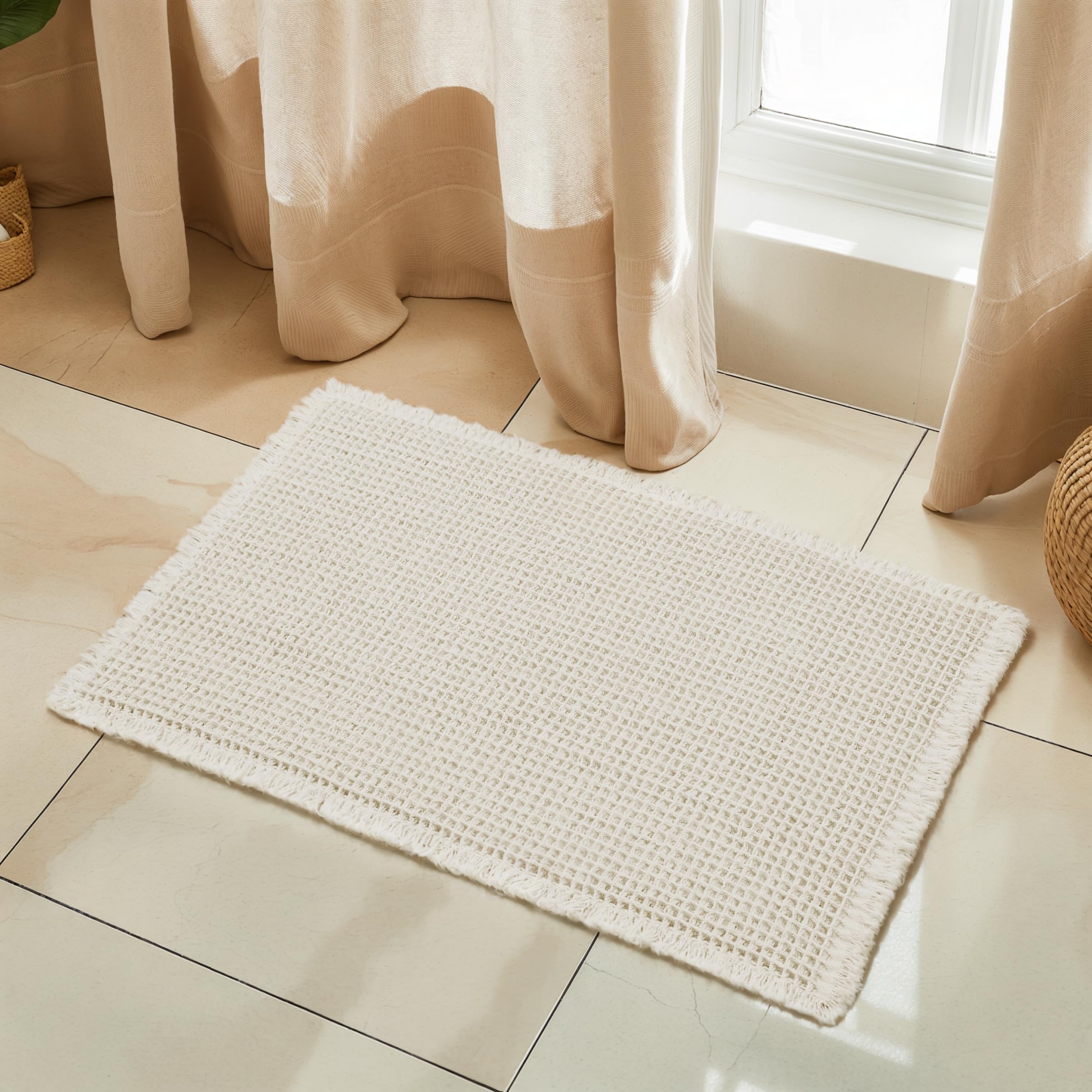 Tapete De Banho Subrtex Waffle Braided Chenille 40x60cm Branco