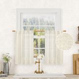 Cortinas Lamit Short Kitchen Linen 76x76cm Cream Ivory 2 Painéis