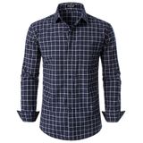 Camisa Masculina Jemitop, Manga Comprida, Modelagem Justa, Xadrez, Azul Marinho, Guingão, S