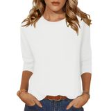 Camiseta Feminina Zeagoo, Casual, Manga 3/4, Folgada, Branca