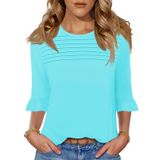 Camiseta Feminina Blingfit 2025, Moda, Manga 3/4, Verde Claro, M