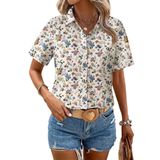 Blusa Feminina Zeagoo Com Estampa Floral Com Botões, Tamanho M