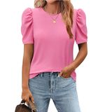 Camisa Feminina Zeagoo, De Verão, Manga Curta, Business Casual, Rosa
