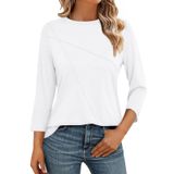 Camiseta Feminina Ticticmiss, Manga 3/4, Gola Redonda, Branca