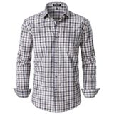 Camisa Masculina Jemitop, Manga Comprida, Modelagem Justa, Xadrez, Cáqui, Guingão