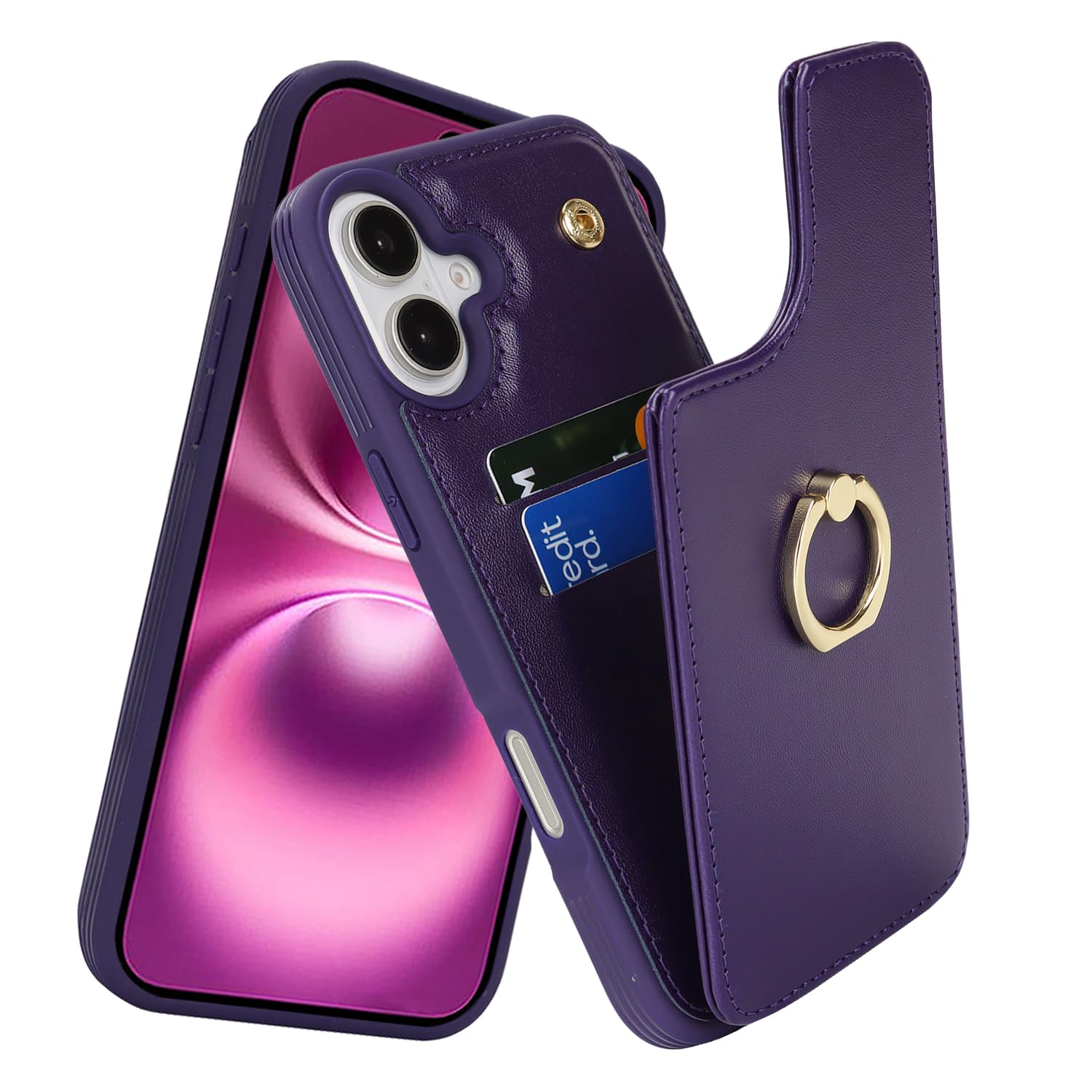 Capa Tipo Carteira De Celular Lipvina Para Iphone 16 Plus 6,7" Roxa