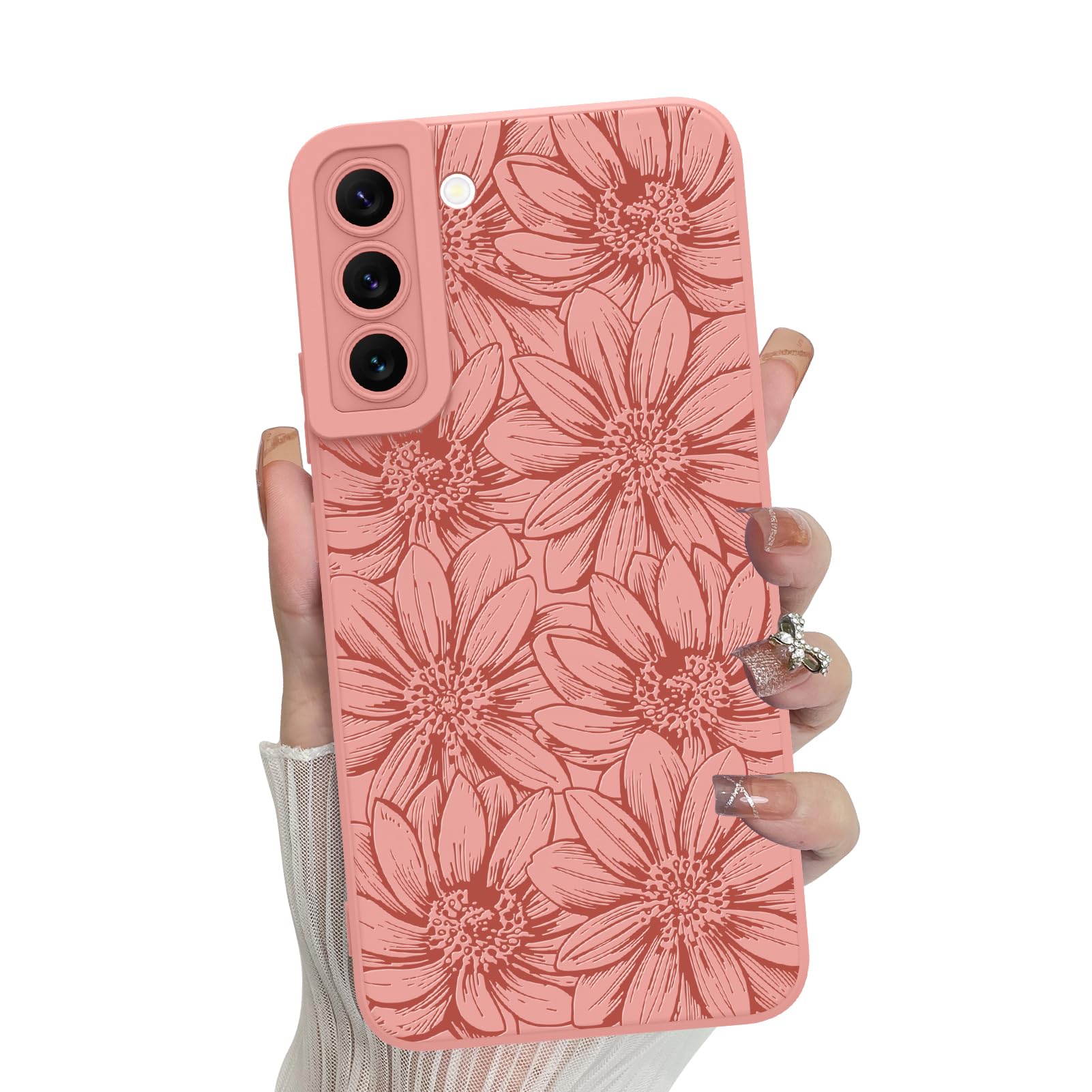 Capa De Telefone Mzelq Silicone Rosa Floral Samsung Galaxy S22 Plus