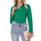 Camisa De Botão Siliteelon Para Mulheres De Manga Comprida Verde