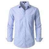 Camisa Masculina Jemitop, Manga Comprida, Modelagem Justa, Xadrez, Azul Claro M