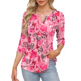 Blusa Túnica Luyaa De Manga 3/4 Com Decote Em V Para Mulheres S