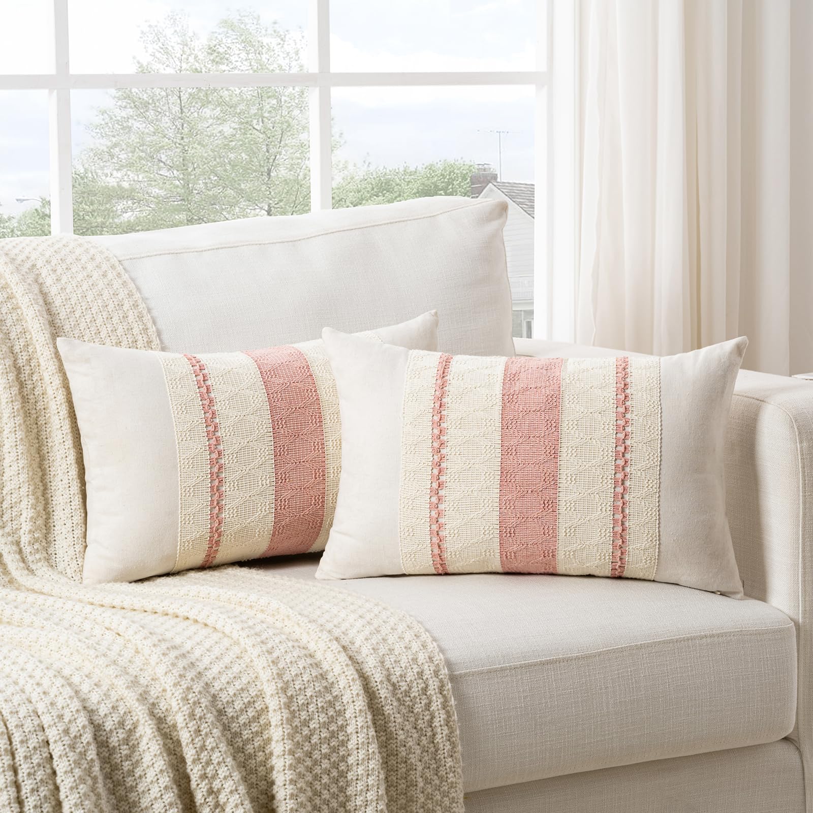 Capa De Travesseiro Fancy Homi Boho Pink Long Lombar 35x60cm Conjunto De 2