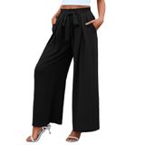 Calça Social Feminina Teepie, Cintura Alta, Perna Larga, Preta