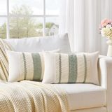 Capa De Travesseiro Fancy Homi Sage Green Boho Lumbar 35x60cm Conjunto De 2