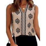 Camiseta Regata Feminina Blencot Com Estampa Floral, Chiffon, Cáqui, Tamanho S