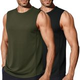 Camiseta Regata Masculina Coofandy Sem Mangas, Dry Fit, Pacote Com 2 Unidades De Ginástica