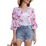 Cardigan Bolero Shrug Yekaty Feminino De Manga 3/4 Rosa Claro